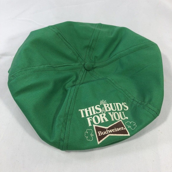 Vintage Budweiser This Buds for you Green Paperboy Hat Snapback Cabbie USA Made - Picture 1 of 9